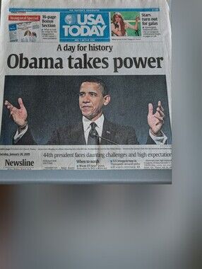 USA Today Newspaper Front Page "Obama takes power" January 20, 2009